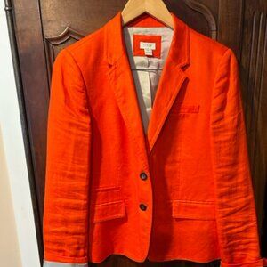 red/orange J. Crew linen jacket size 12